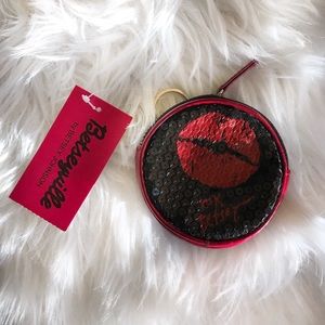 NWT Betsey Johnson Sequined Coin Purse Red Lips